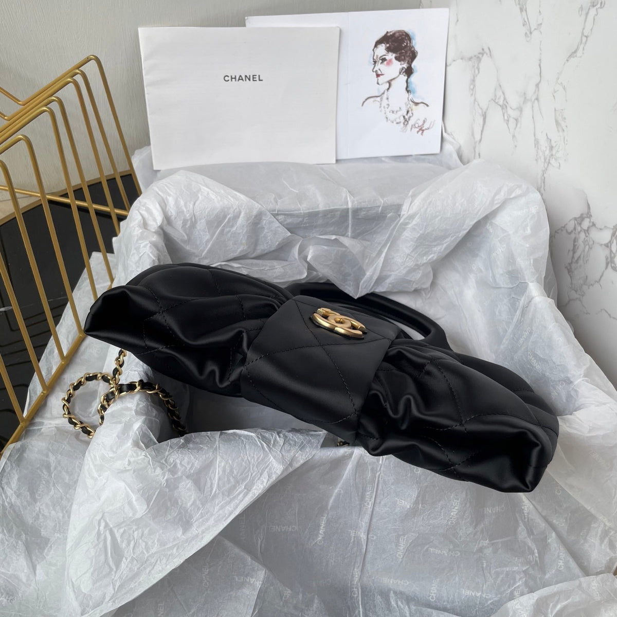 CC 25K Mini Bow Bag 26cm Black Canvas
