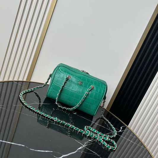 CC 26P Bowling Bag Green Crocodile-Embossed Calfskin