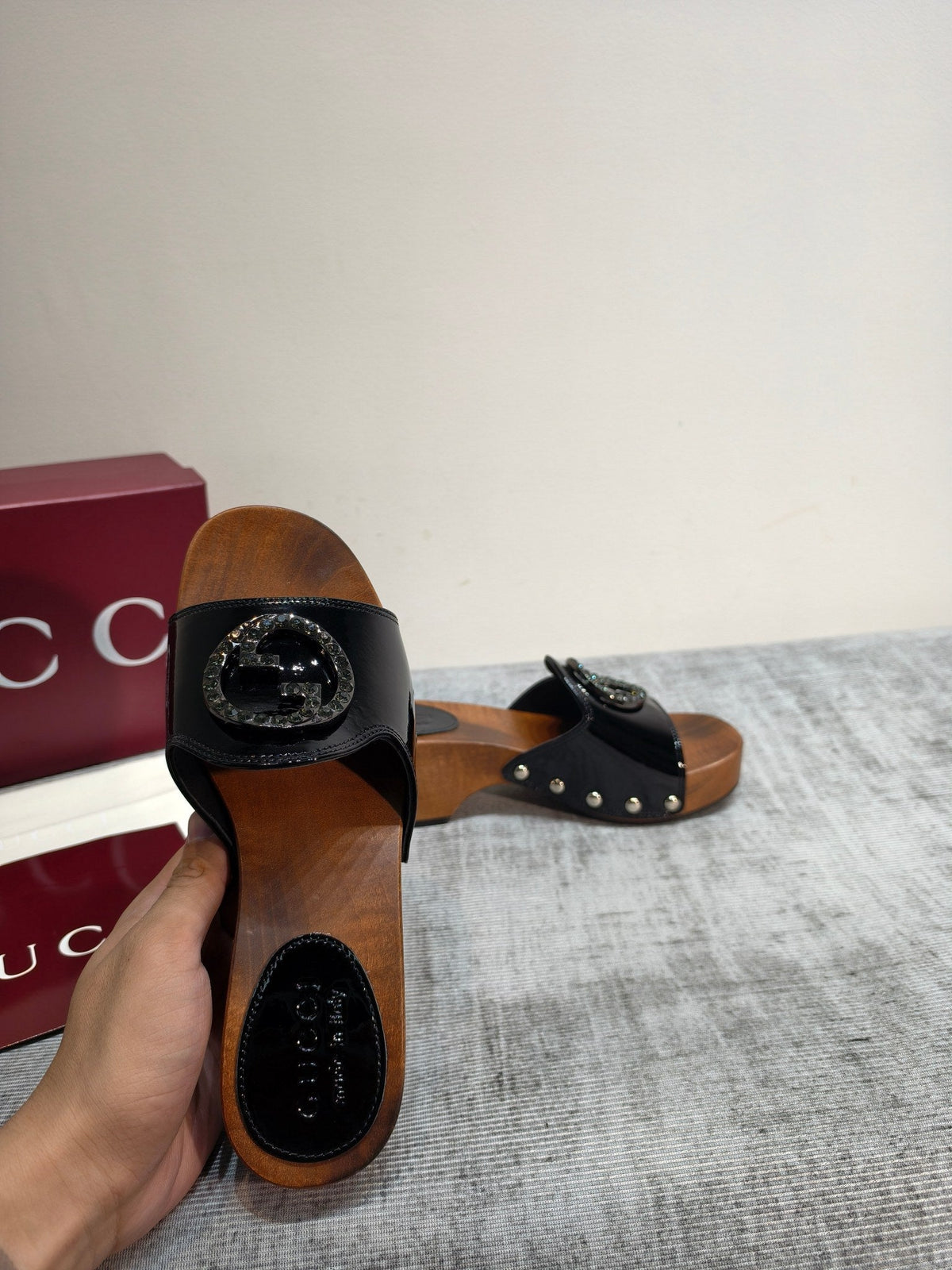 GG Clog Black Patent Leather 864267