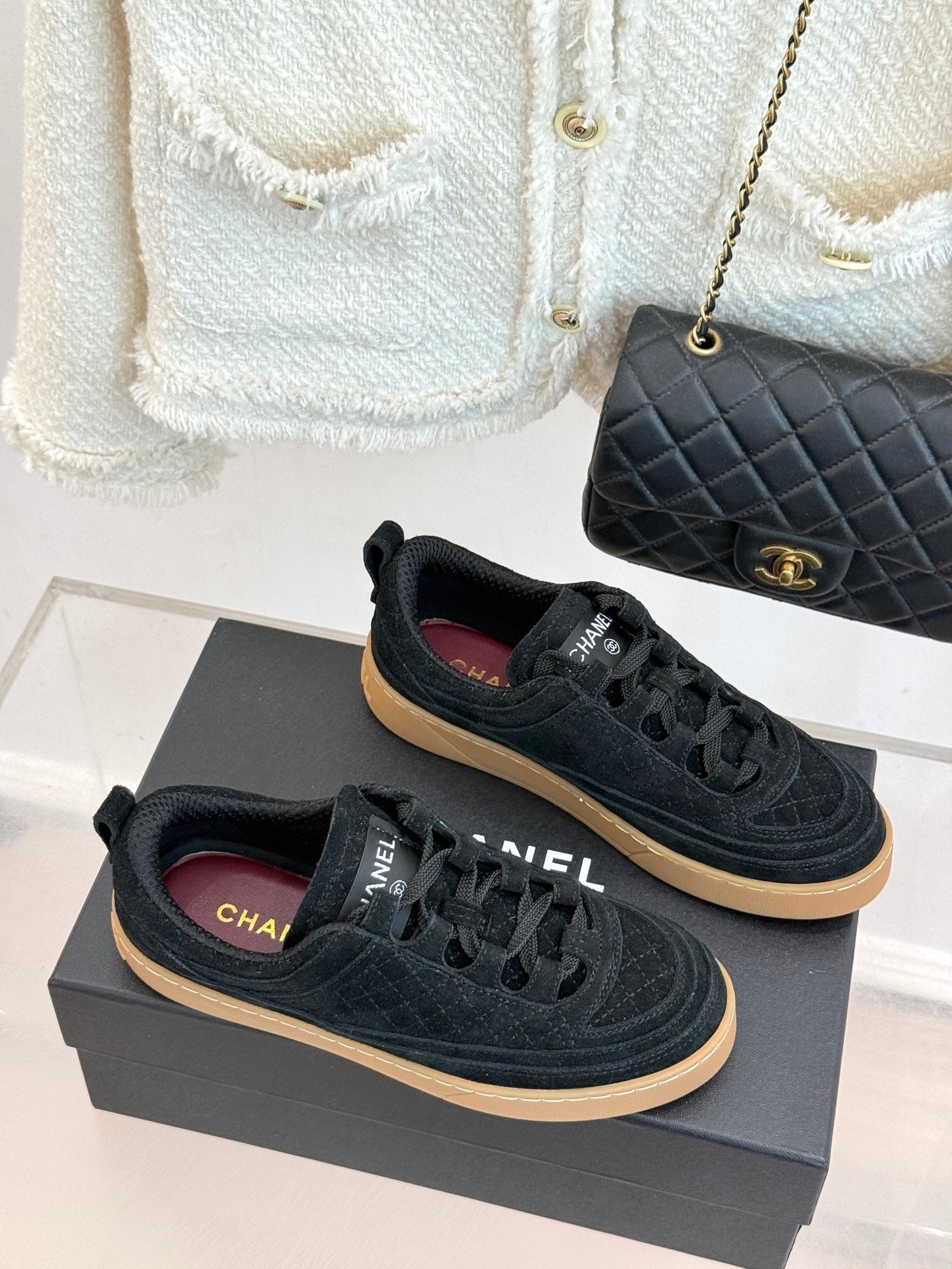 CC Casual Sports Shoes Black Diamond Pattern Suede 920476