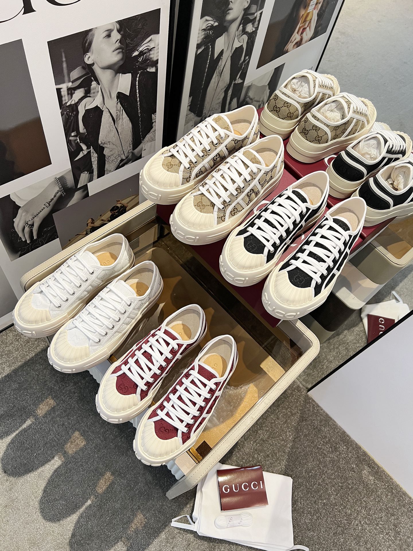 GG Chunky Sneaker White Cream Canvas 547438