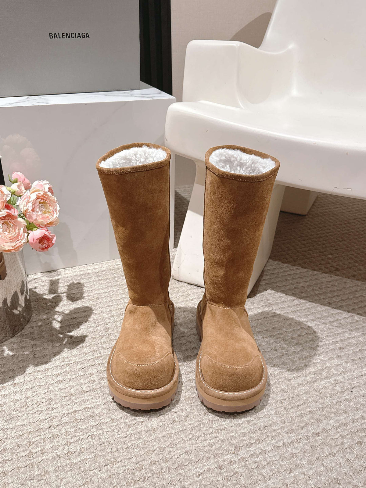 Balenciaga 25s snow boots brown suede wool 467187
