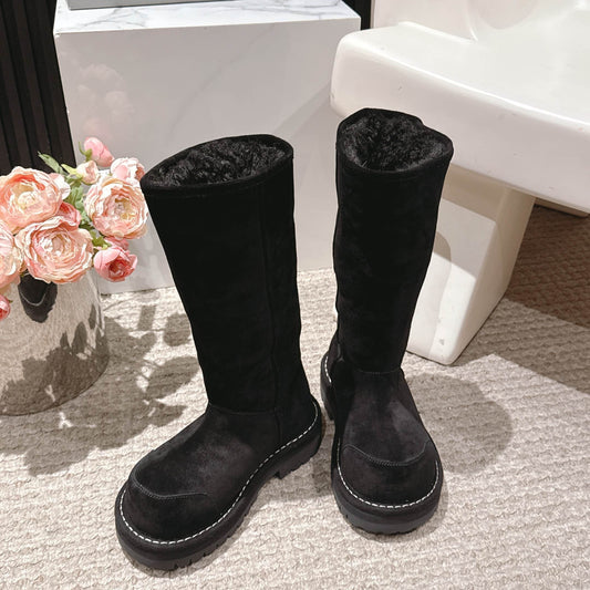 Balenciaga 25s snow boots black suede wool 467188