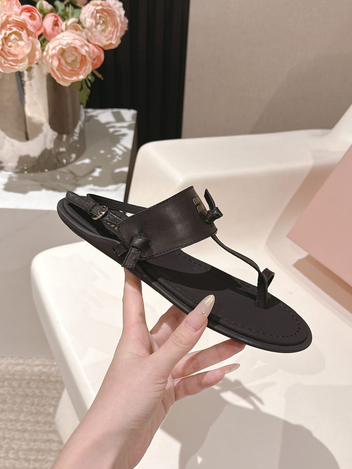 Miu Miu 2026 Sandal with Strap Black Leather 620681
