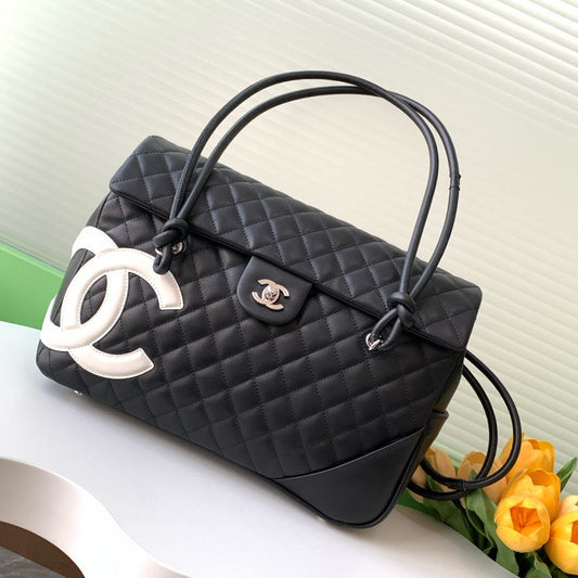 CC 2025 Cambon Bag 33cm Black White Lambskin 308110