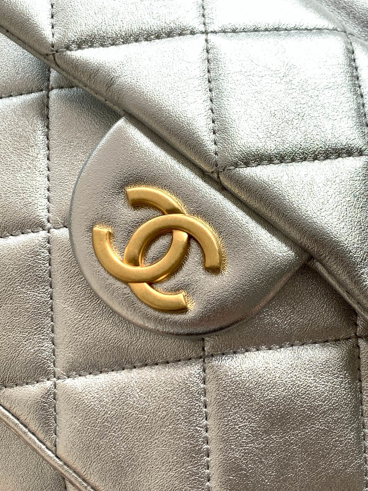 Chanel 25K Backpack Silver Gold Metallic Lambskin 295193