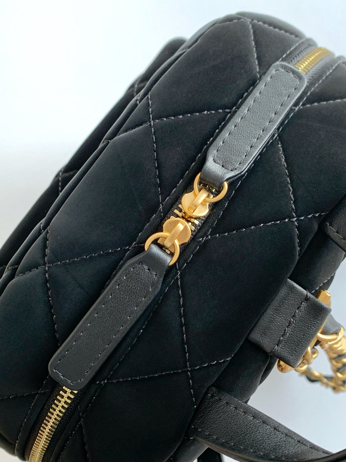 Chanel 25K Backpack Black Gold Suede 295191