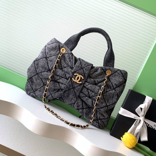 CC 25K Bow Bag 38cm Black mix White Denim