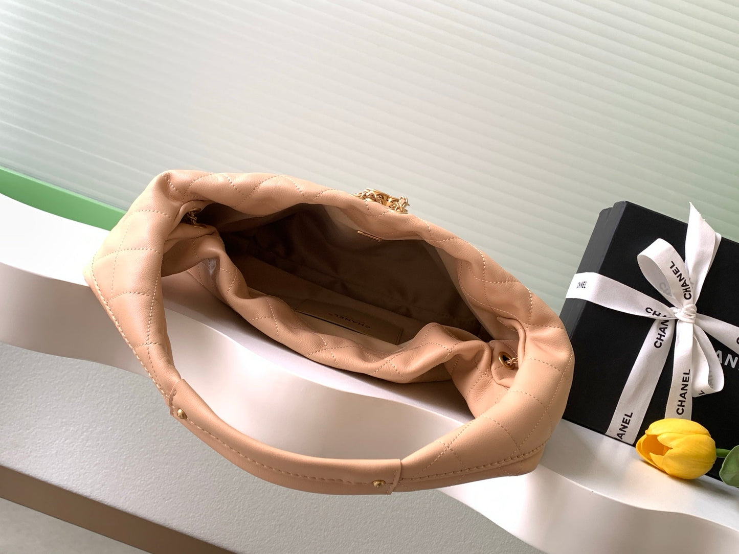 CC 2025 Hobo Bag 45cm Beige Calfskin