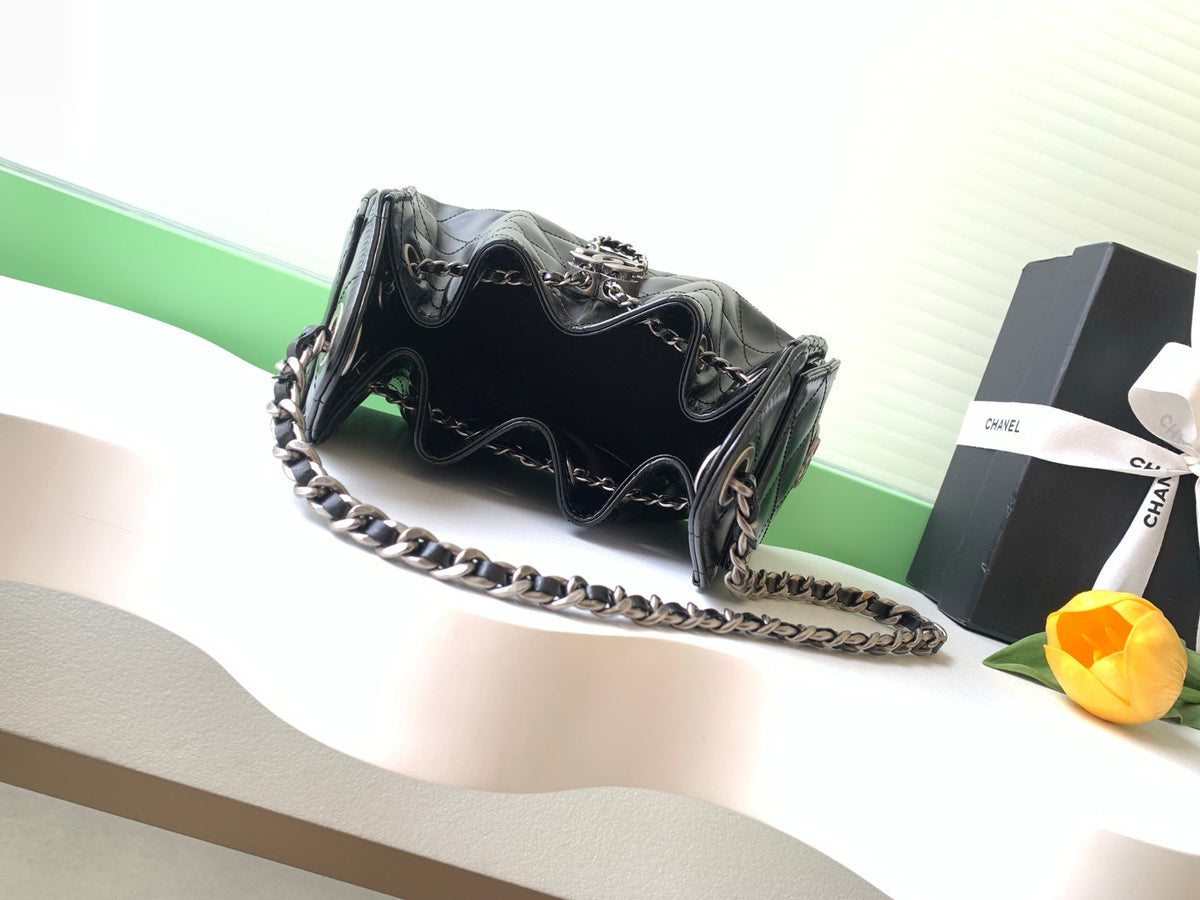 CC 25s Mini Hobo Bag Black Lambskin SHW 286368