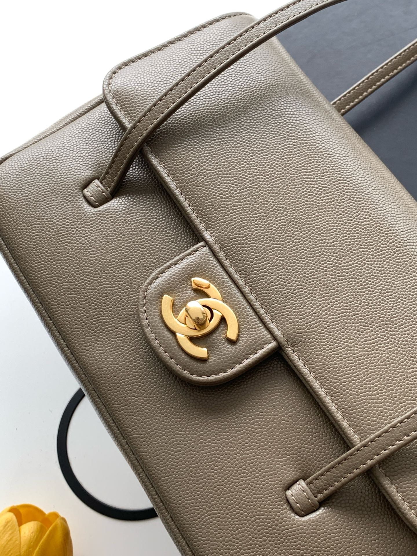 CC 2026 Preppy Coco Bag 22cm Taupe Caviar Leather Gold Hardware