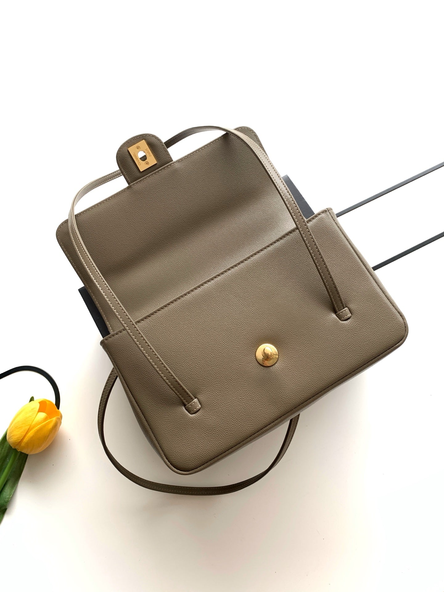 CC 2026 Preppy Coco Bag 22cm Taupe Caviar Leather Gold Hardware