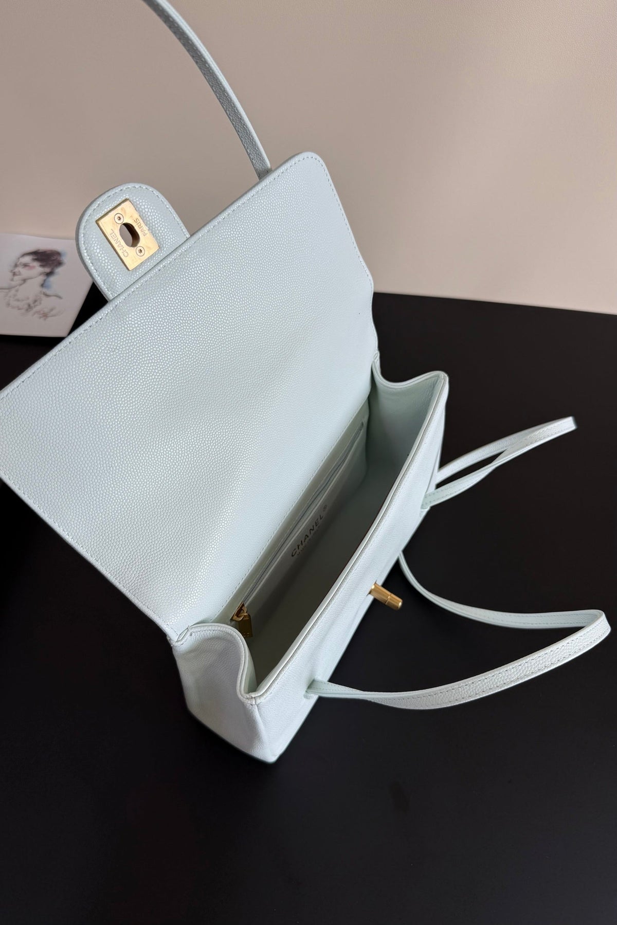 Chanel 26 Shoulder Bag 22 Light Blue Caviar Leather