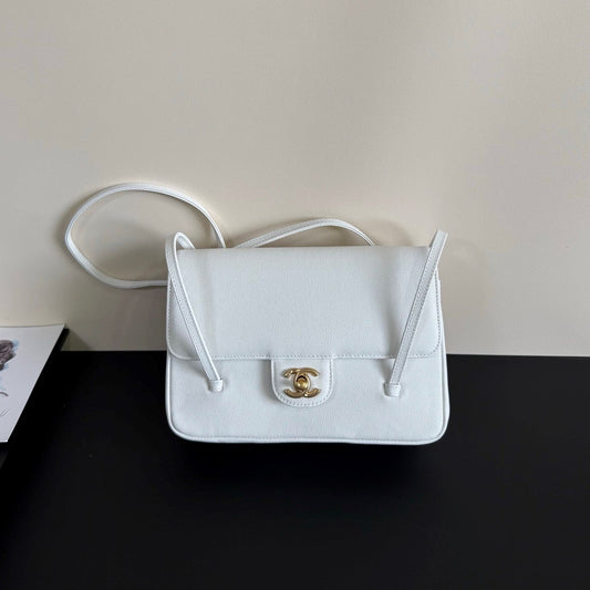 Chanel 26 Shoulder Bag 22 White Caviar Leather