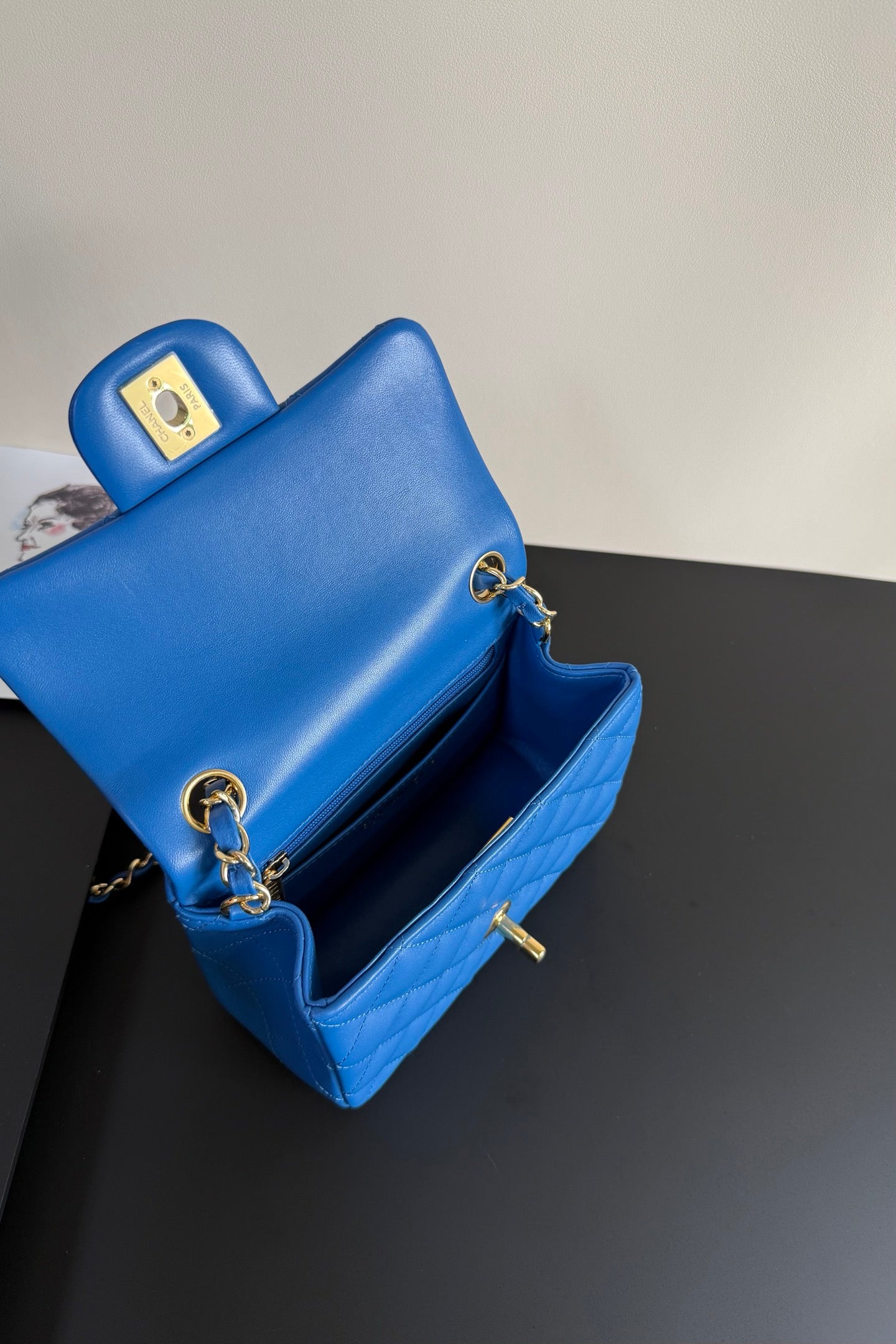 CC Flap Bag 17cm Cobalt Blue Sheepskin GHW 284816