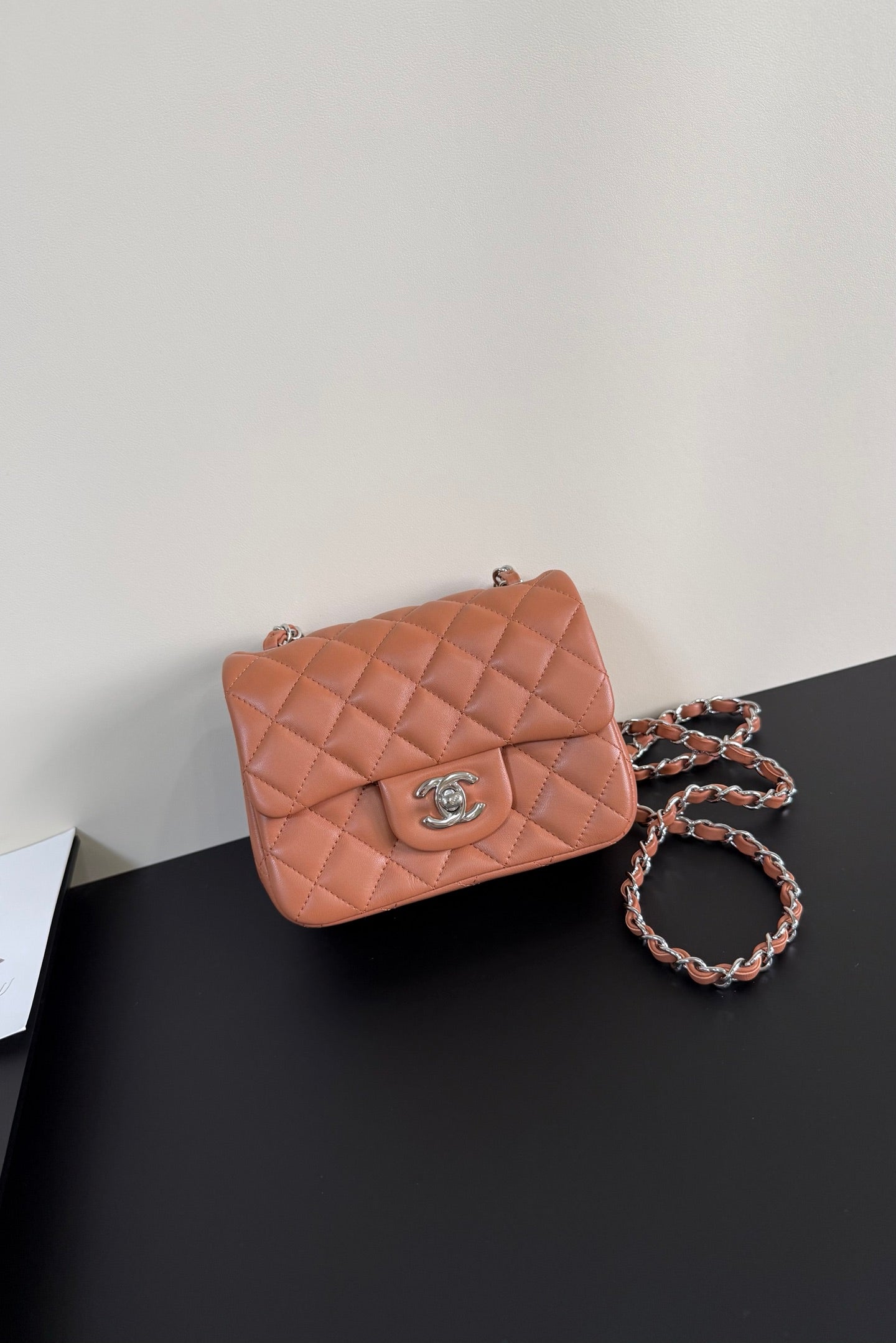 CC Flap Bag 17cm Brown Brick Sheepskin SHW 284818