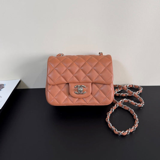 CC Flap Bag 17cm Brown Brick Sheepskin SHW 284818