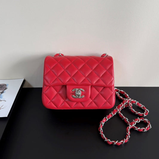 CC Flap Bag 17cm Red Sheepskin SHW 284828