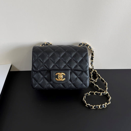 CC Flap Bag 17cm Black Caviar GHW 284753