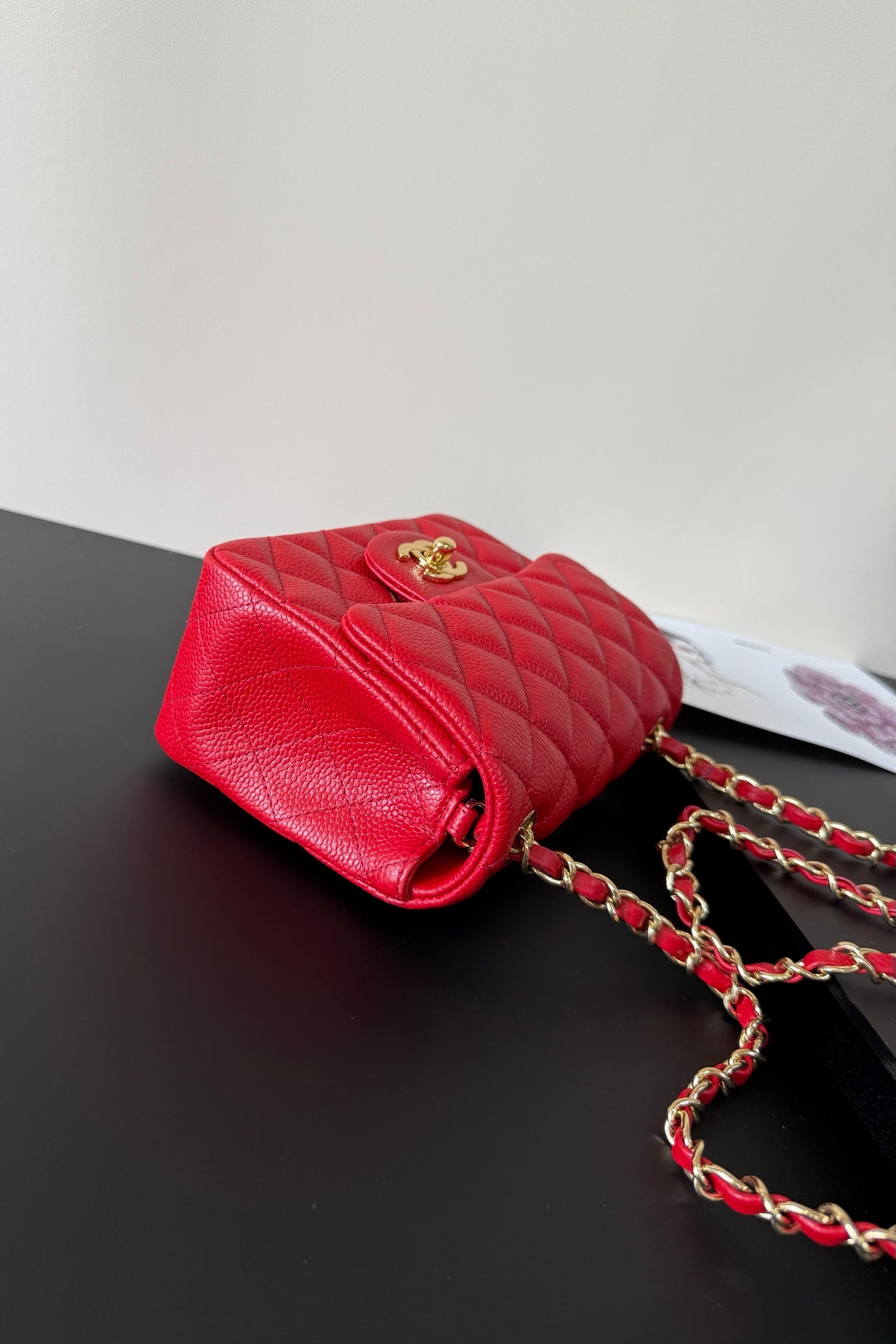 CC Flap Bag 17cm Red Caviar GHW 284747