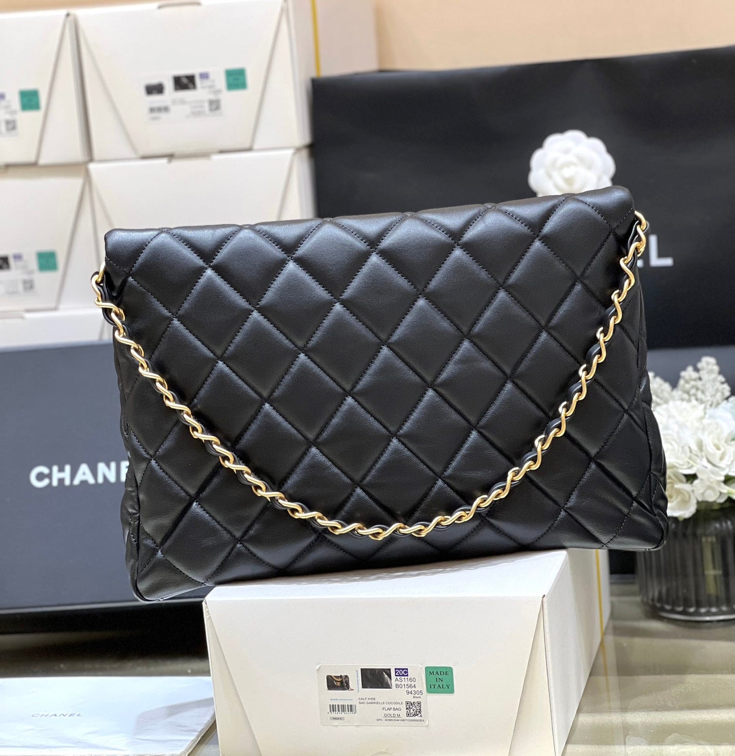 CC Misia Camera Case Flap Bag Black Quited Lambskin
