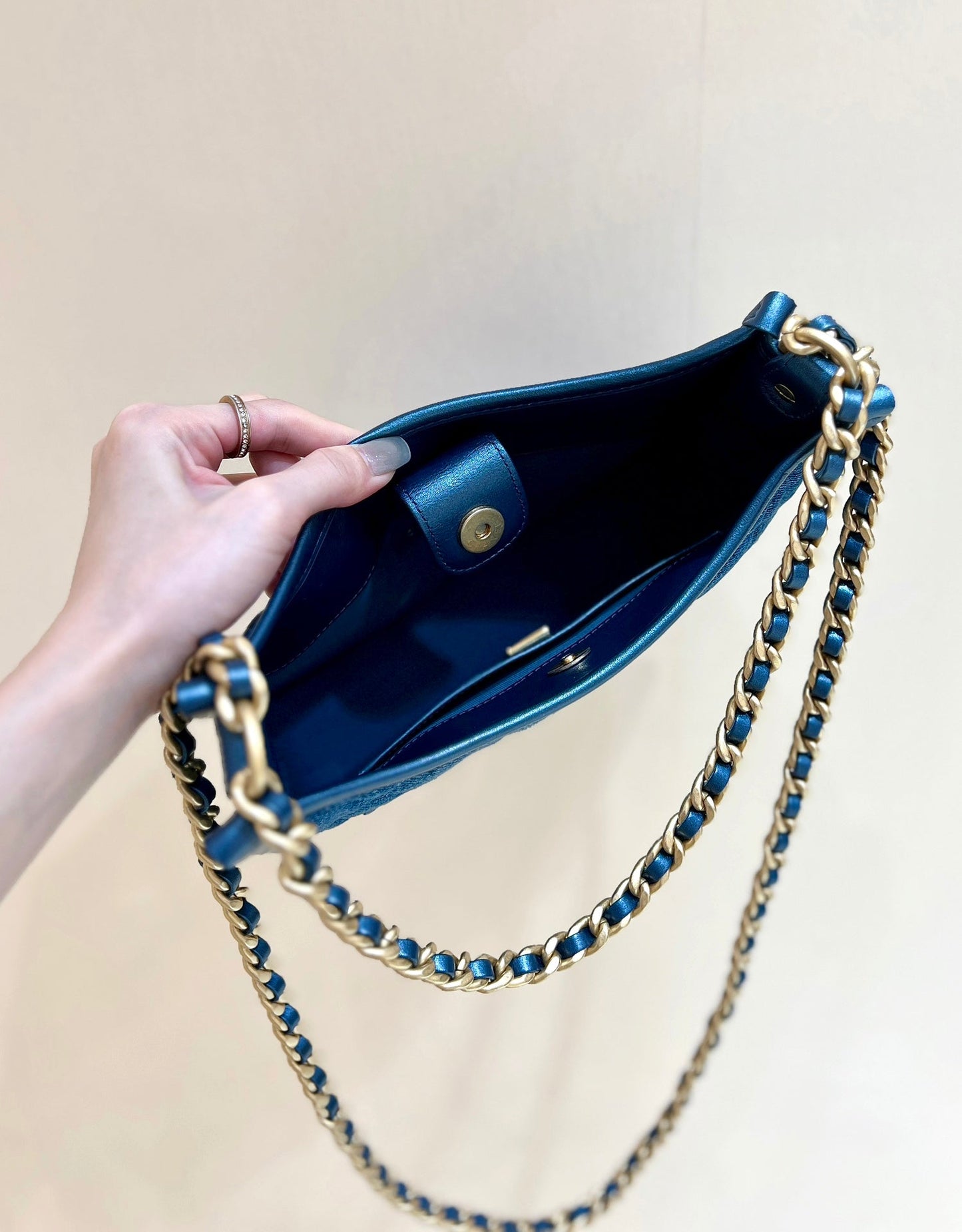 CC 24S AS4666 Shoulder Bag 24cm Blue Denim Light GHW