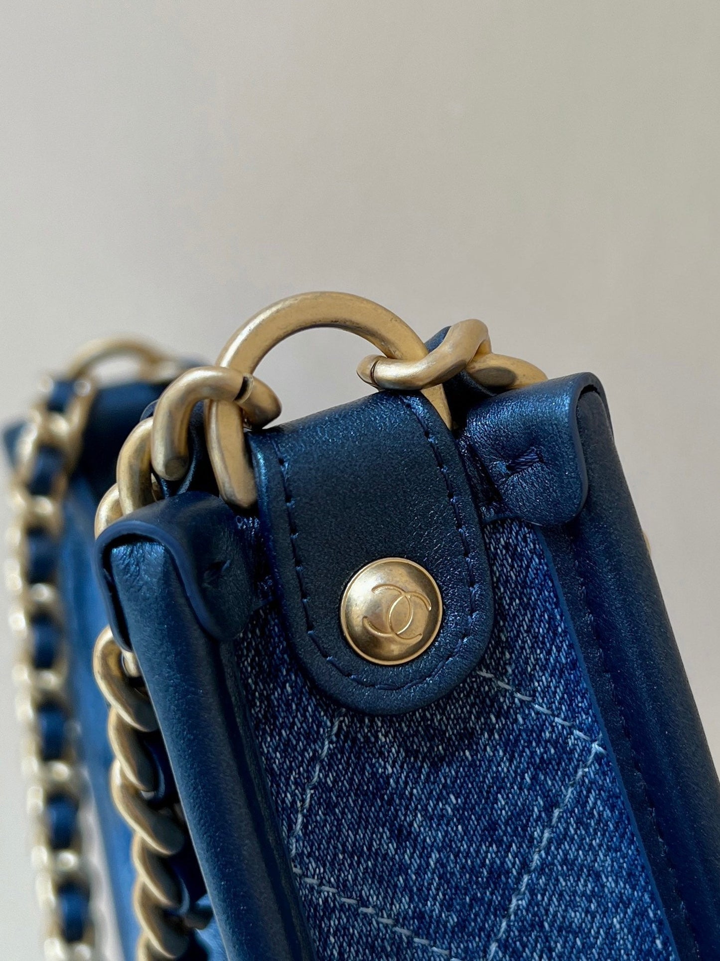 CC 24S AS4666 Shoulder Bag 24cm Blue Denim Light GHW
