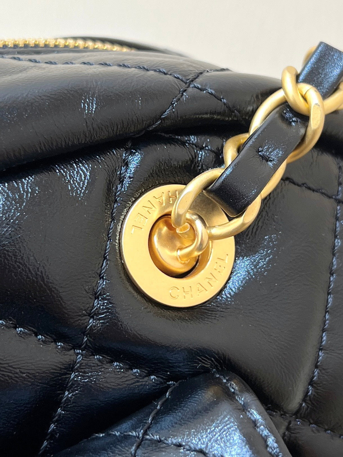 CC 24A Bowling Bag 33cm Black Wrinkled Calfskin GHW