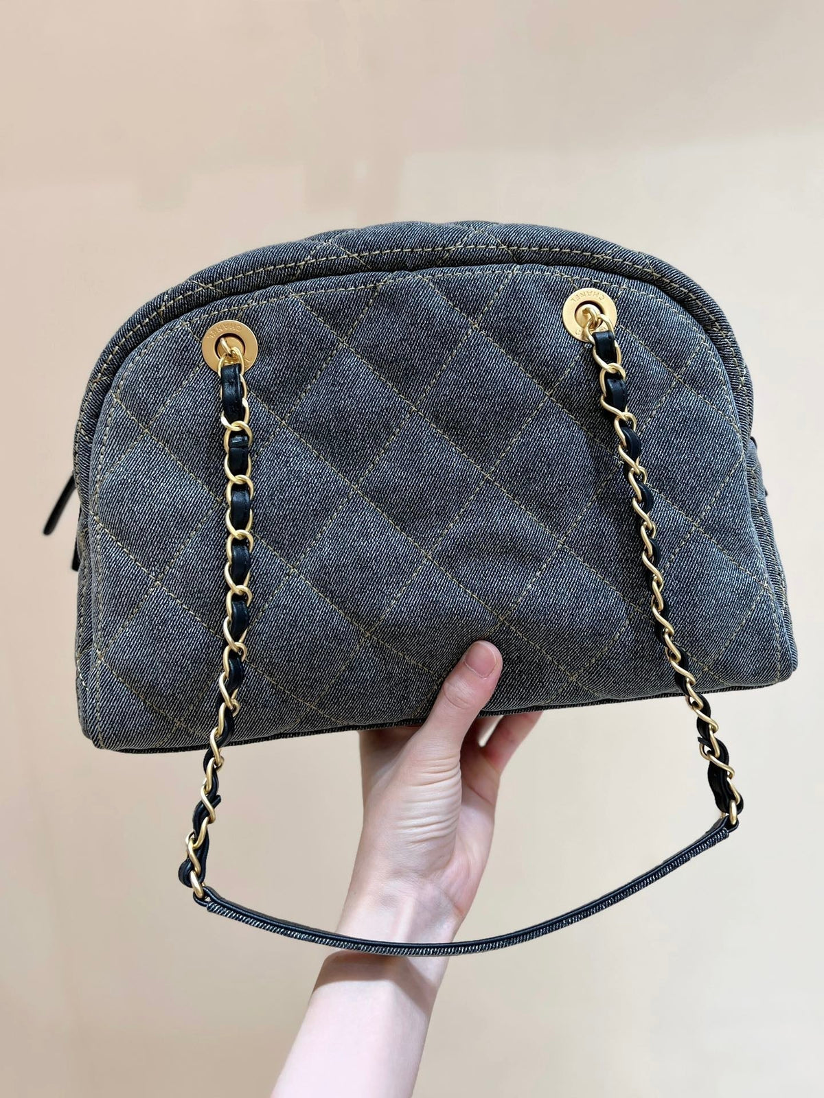 CC 24A Bowling Bag 33cm Grey Denim GHW