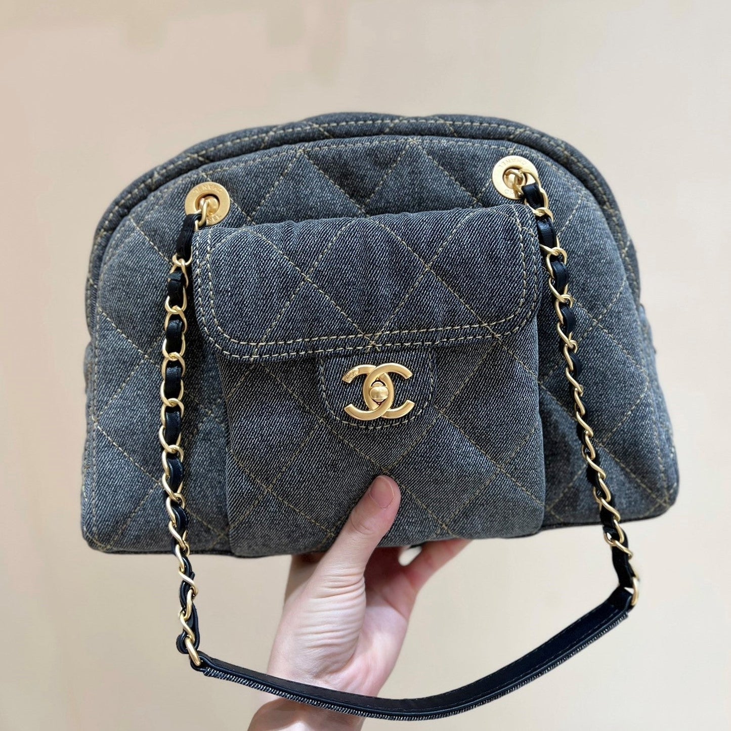 CC 24A Bowling Bag 33cm Grey Denim GHW