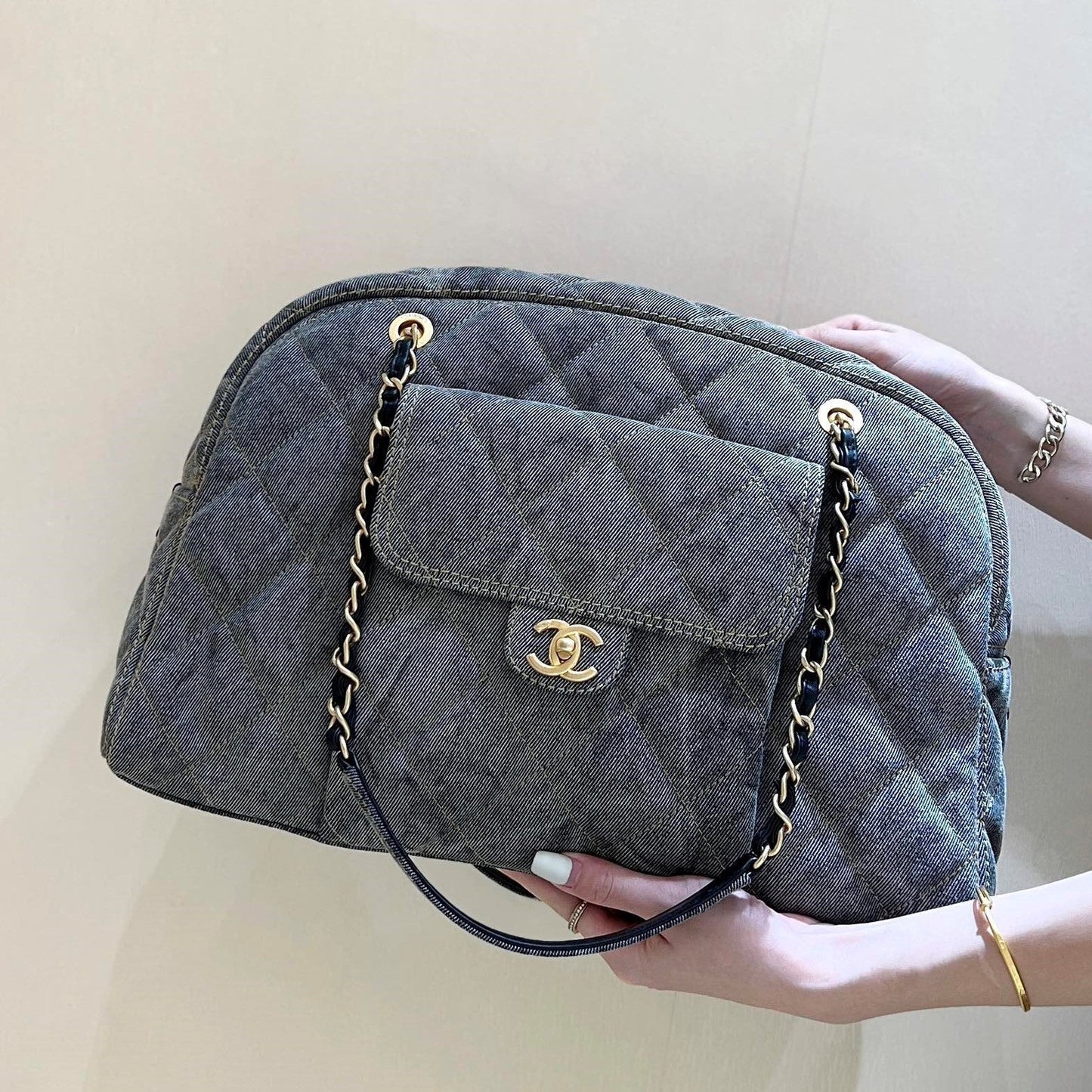CC 24A Bowling Bag 44cm Grey Denim  GHW