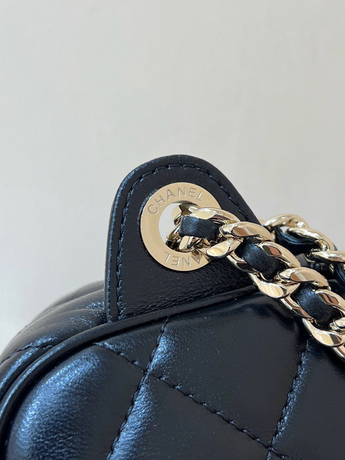 Chanel 24K Special Edition Camera 24cm Bag Black Sheepskin