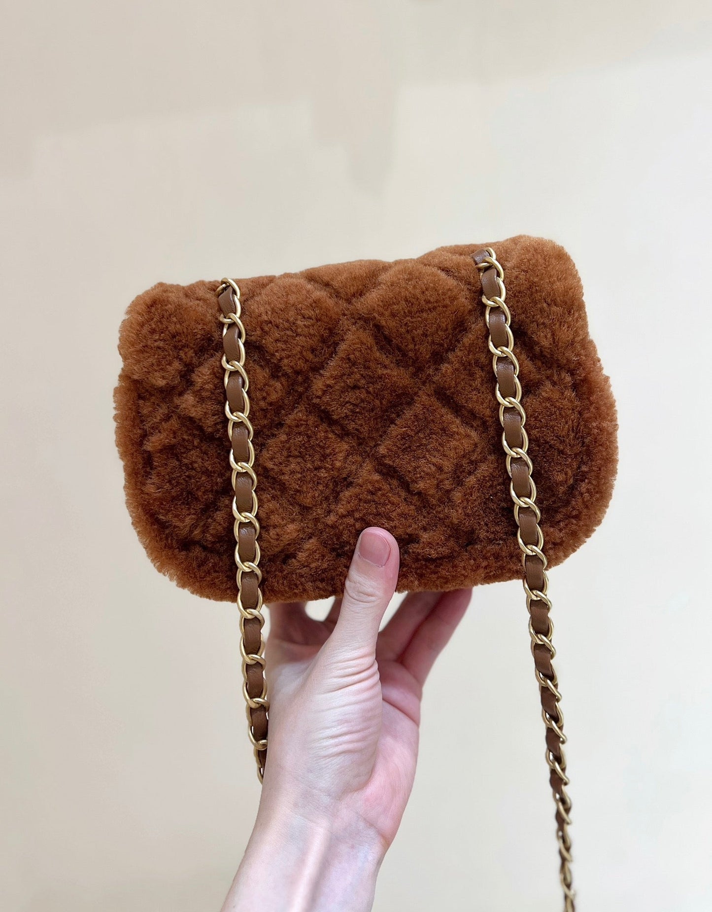 CC  24K Teddy Bear CF 18 cm Brown Lambskin & Fur Light GHW