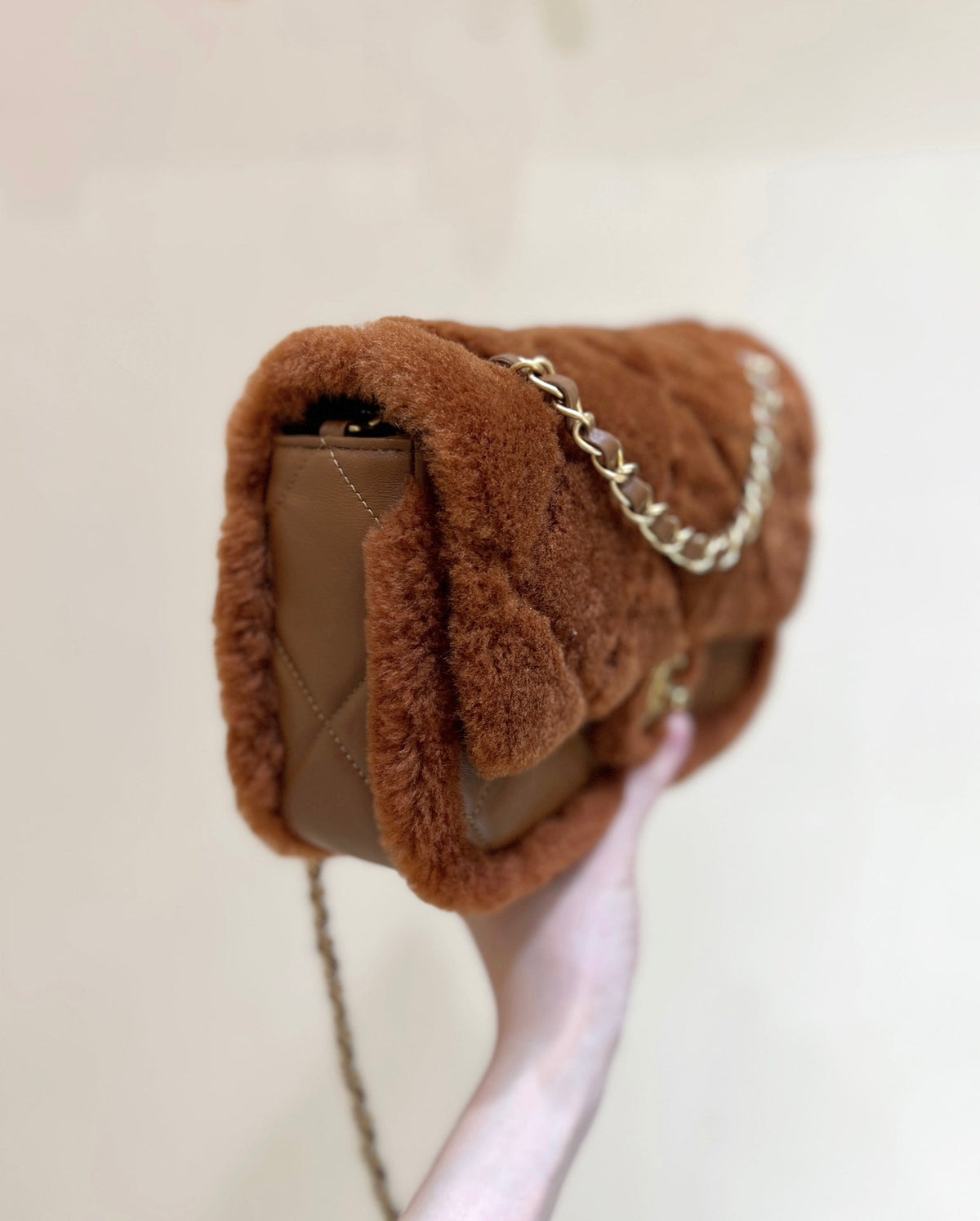 CC  24K Teddy Bear CF 23.5cm Brown Lambskin & Fur Light GHW