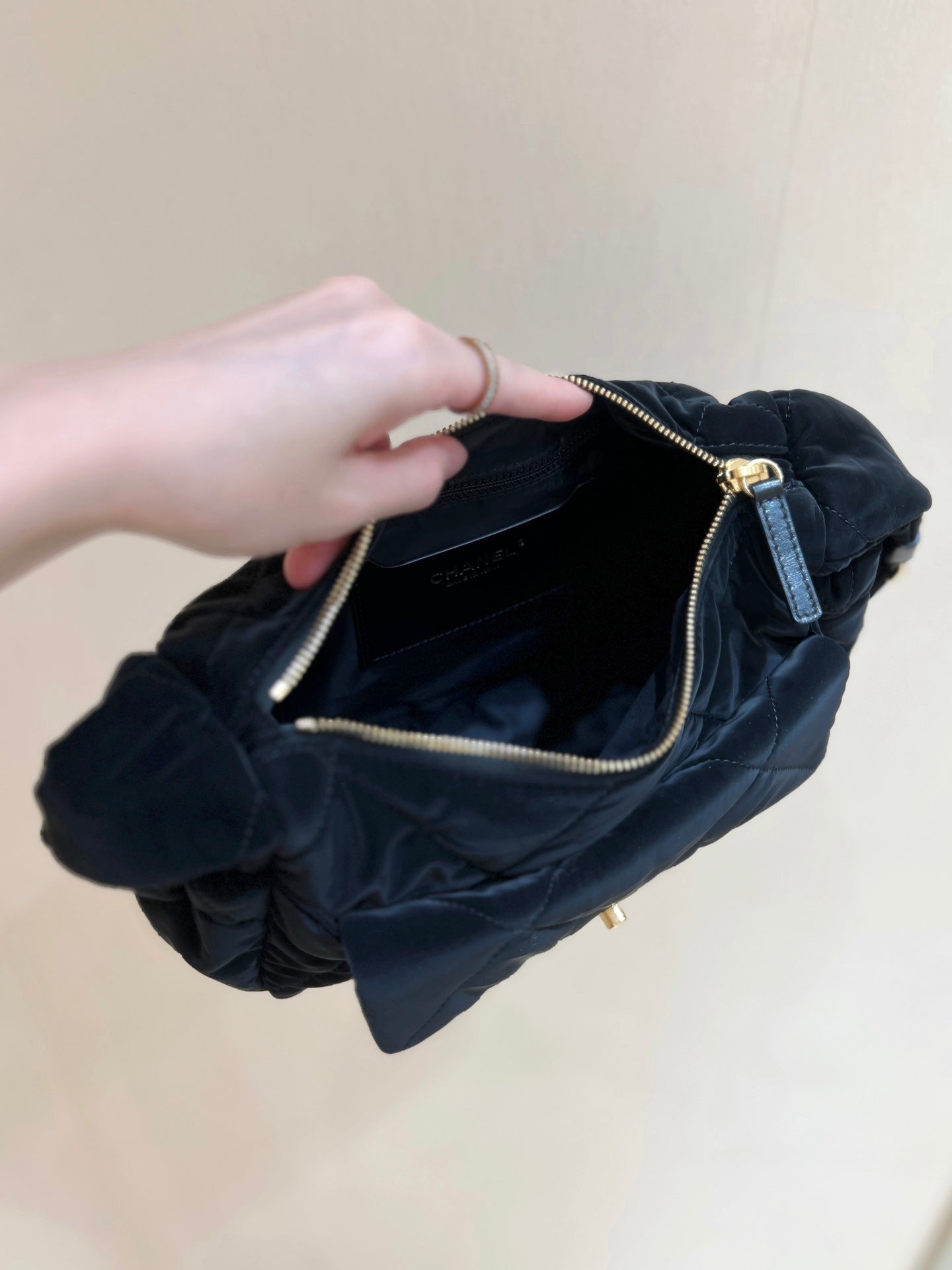 CC 24N Coconeige Ski Bag 32cm Black Nylon Fabric Light  GHW