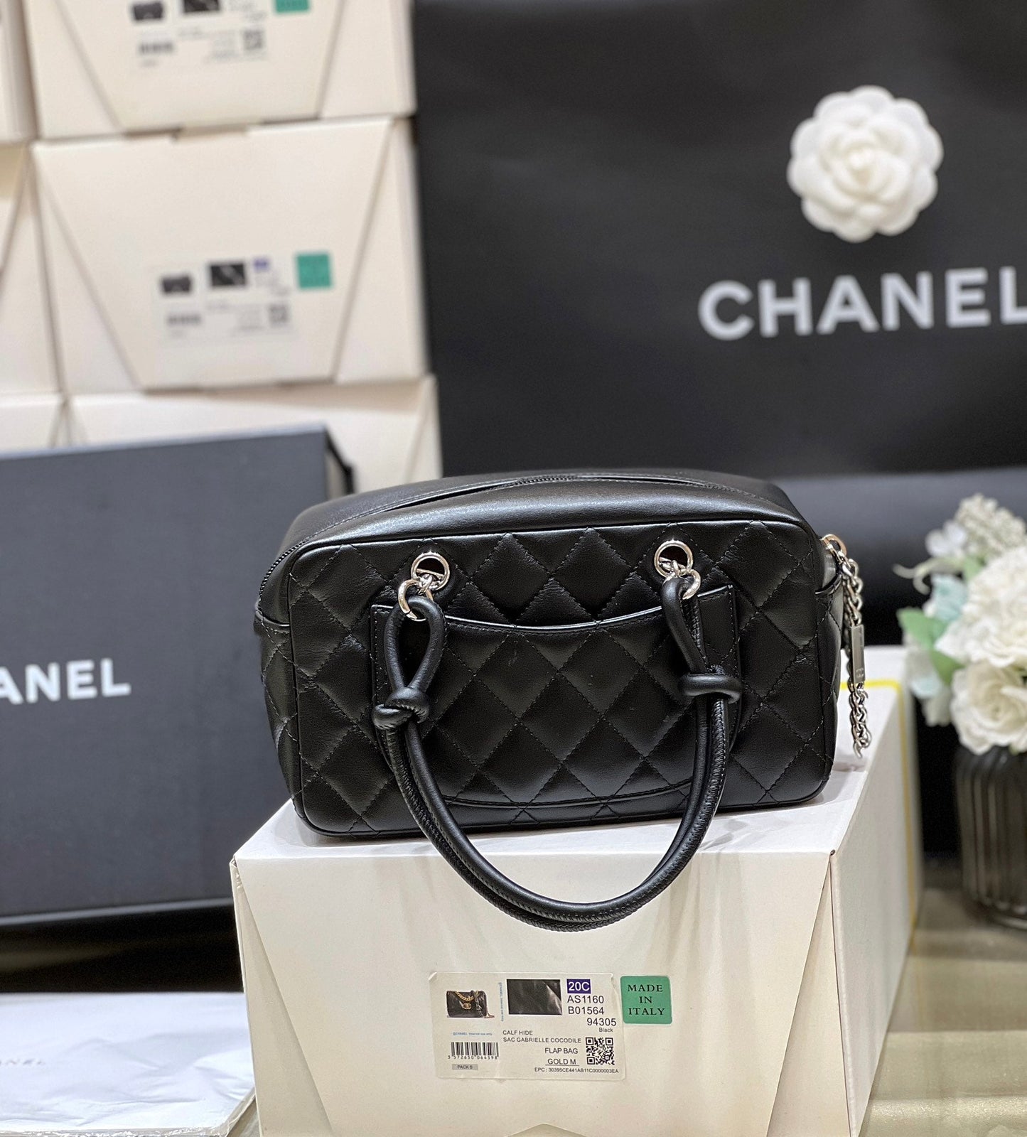 CC Cambon Mini 21cm Black Lamskin