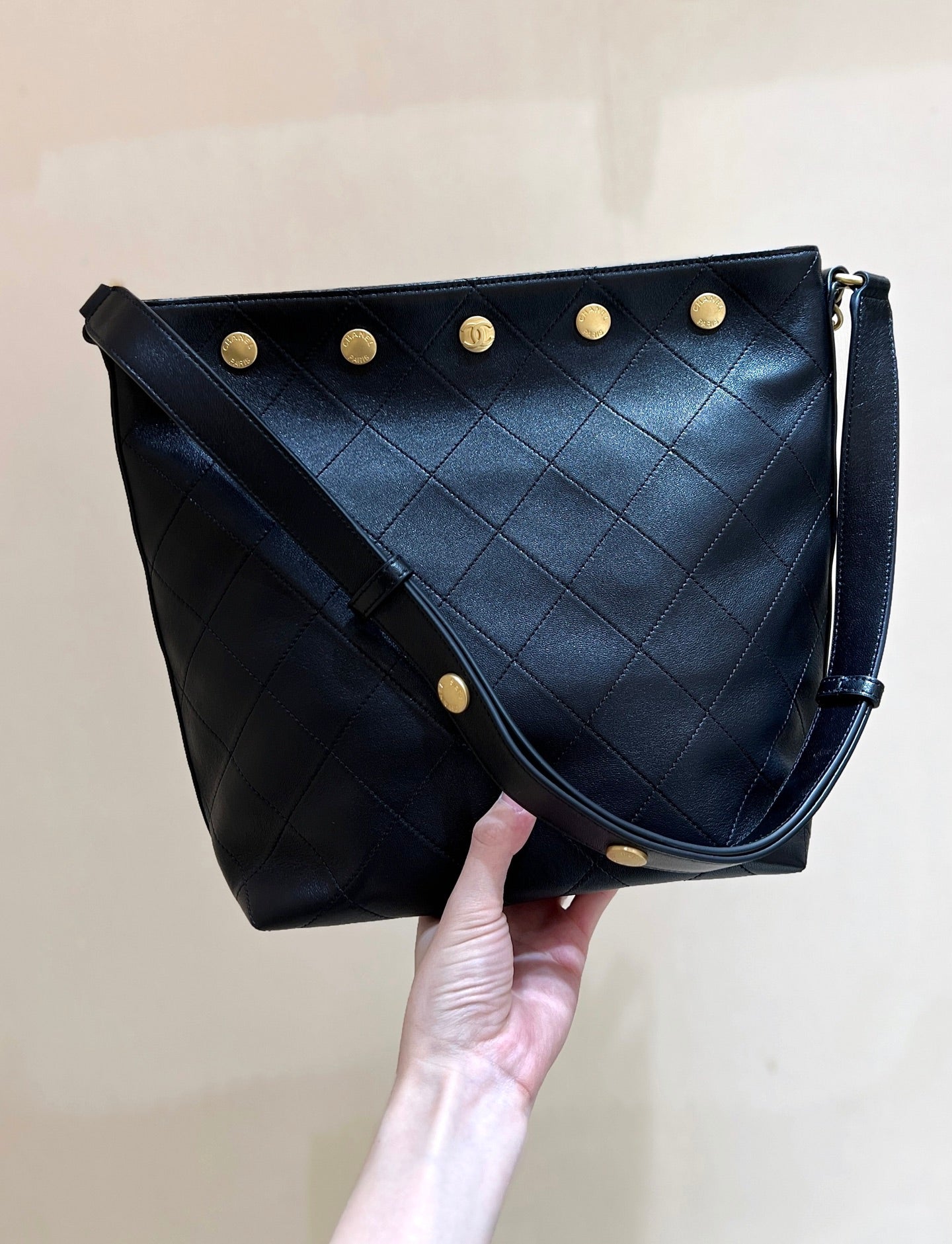 CC AS5406 25P Hobo Bag Black Calfskin 289647
