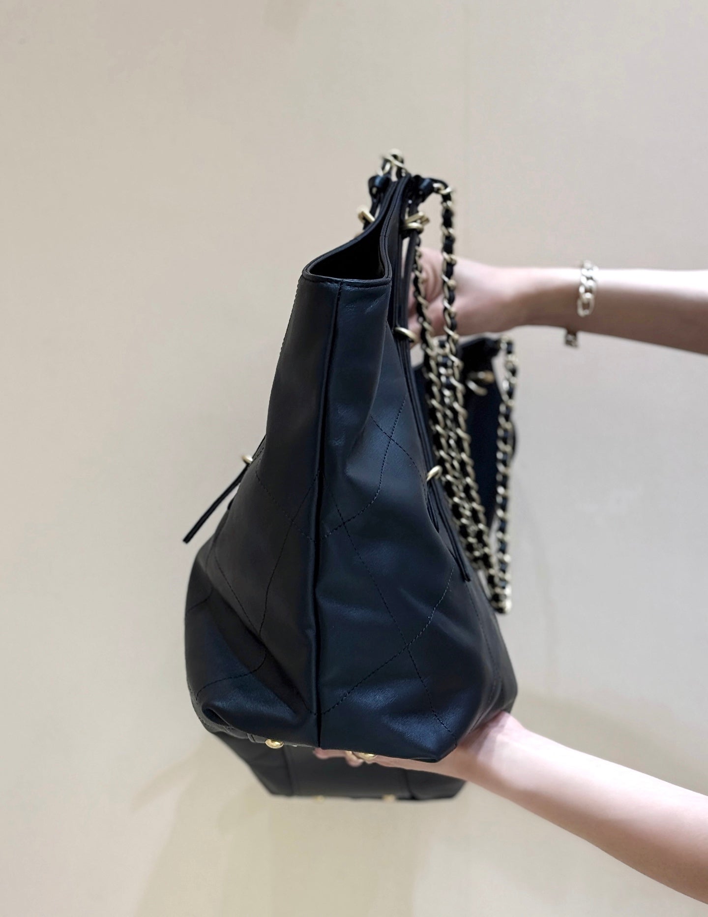 CC Large Maxi Shopping Bag 59cm Black Calfskin GHW