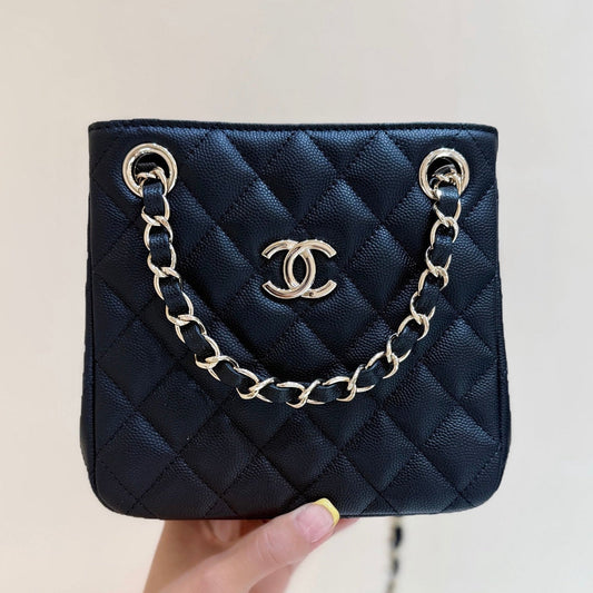 CC 2025 Mini Tote Bag Black Calfskin 346305