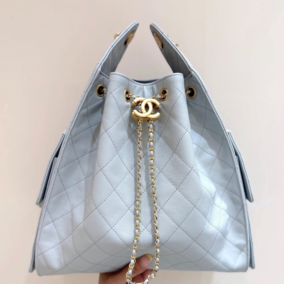 CC 25C Hobo Bag Large 40cm Light Blue Caviar GHW 290193