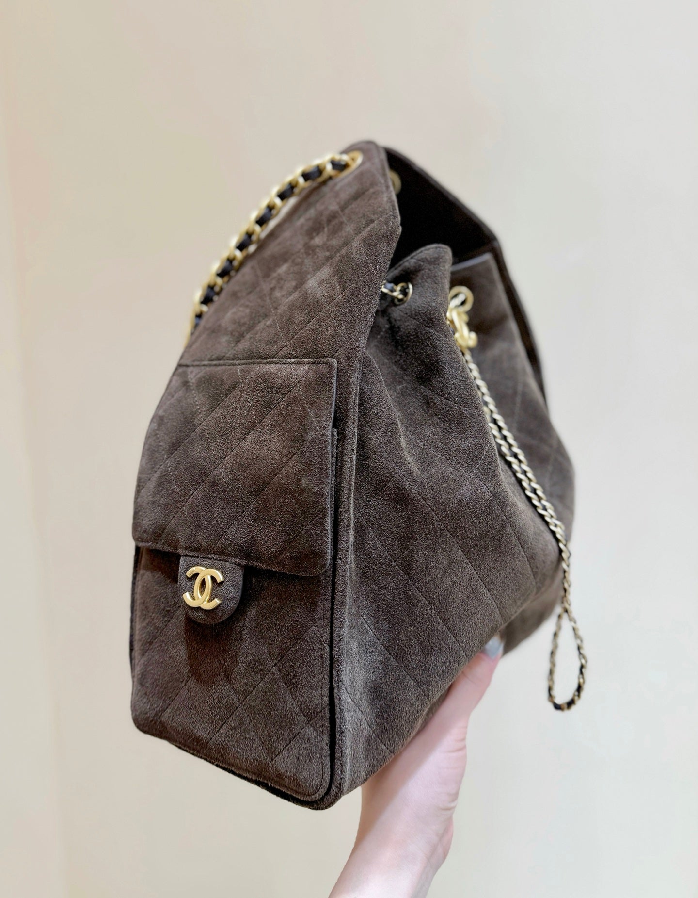 CC 25C Hobo Bag Large 40cm Coffee Suede GHW 290170