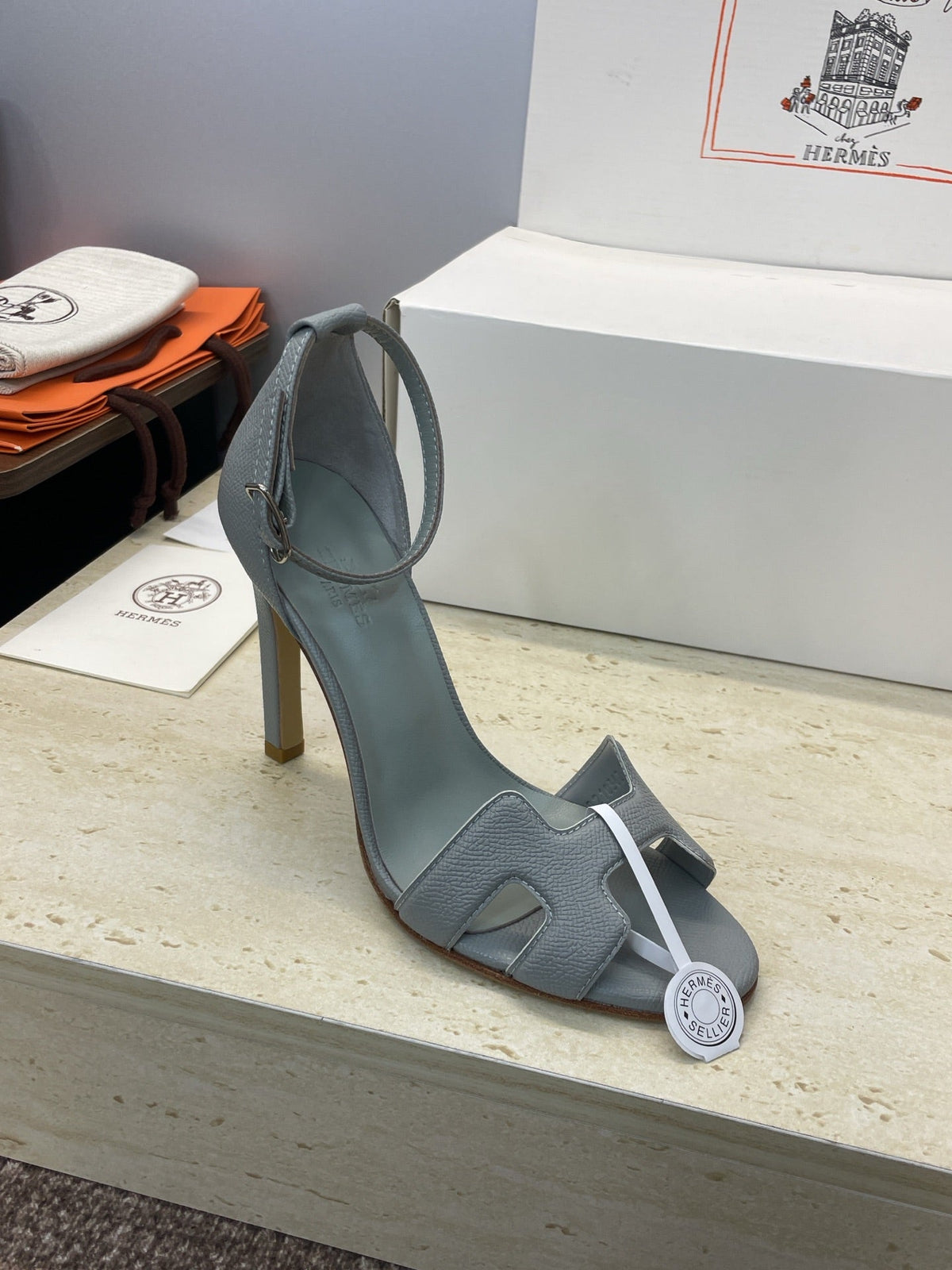 HM 26ss High Heel Sandals 105 Light Gray Cowhide 607126