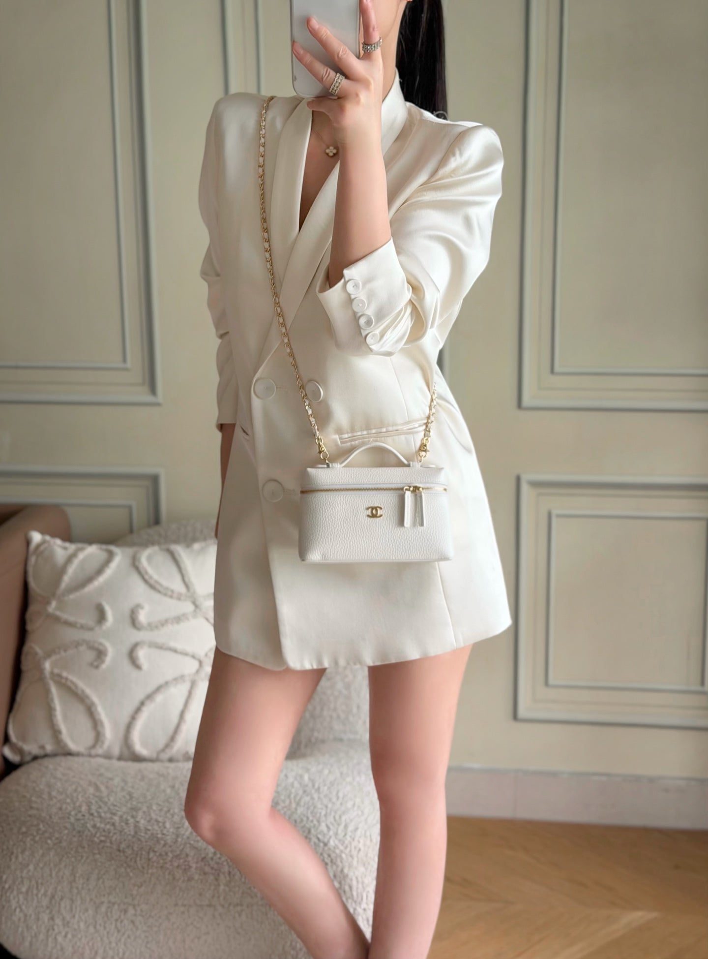 CC 26s Vanity Bag 19.5cm White Cowhide