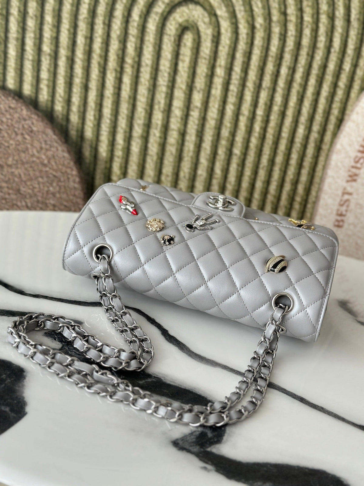 CC 26s Classic 11.12 Bag 25.5cm Light Grey Lambskin