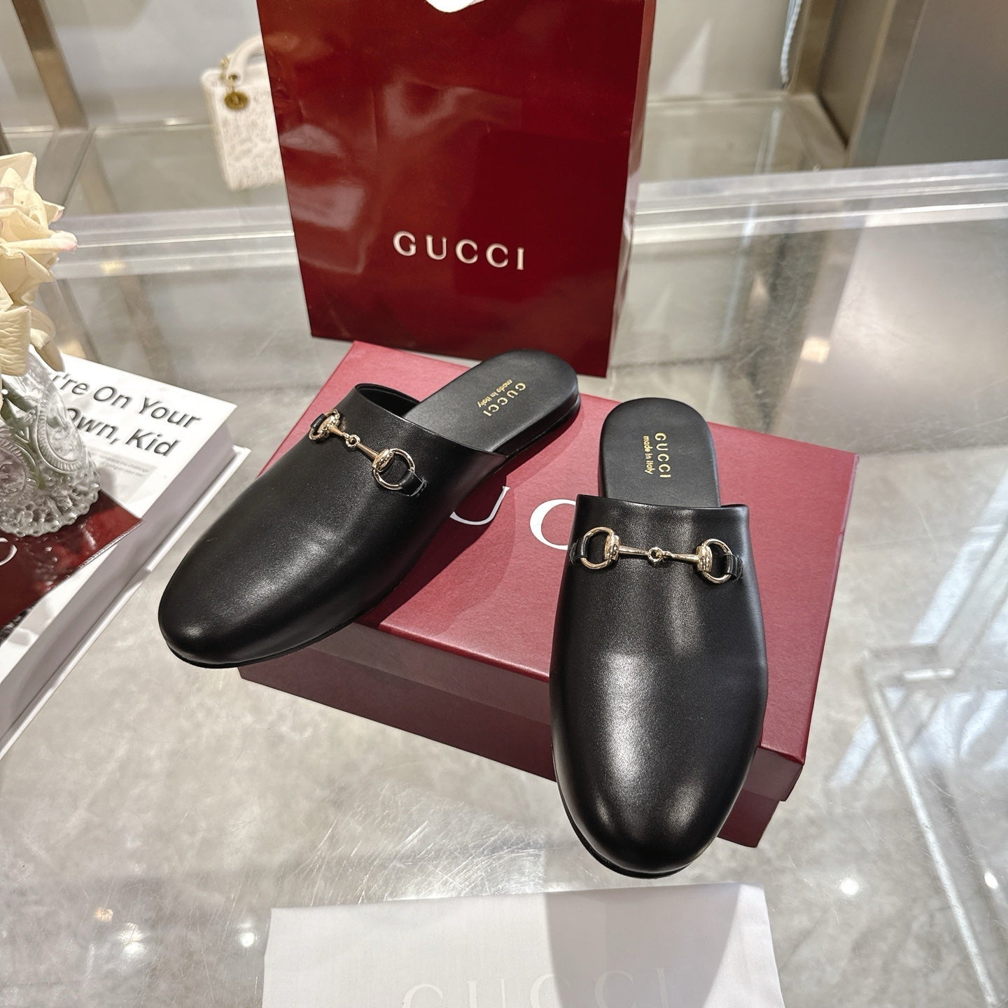 GG 26s Mule With Horsebit Black Sheepskin 664797