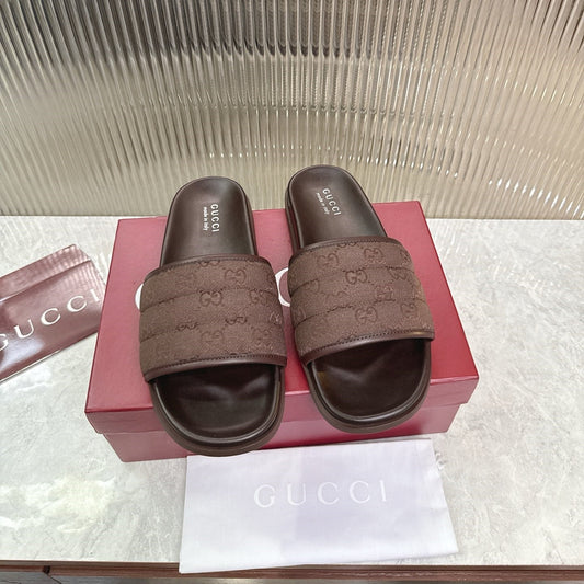GG Slide Sandal Brown Canvas Rubber 788183