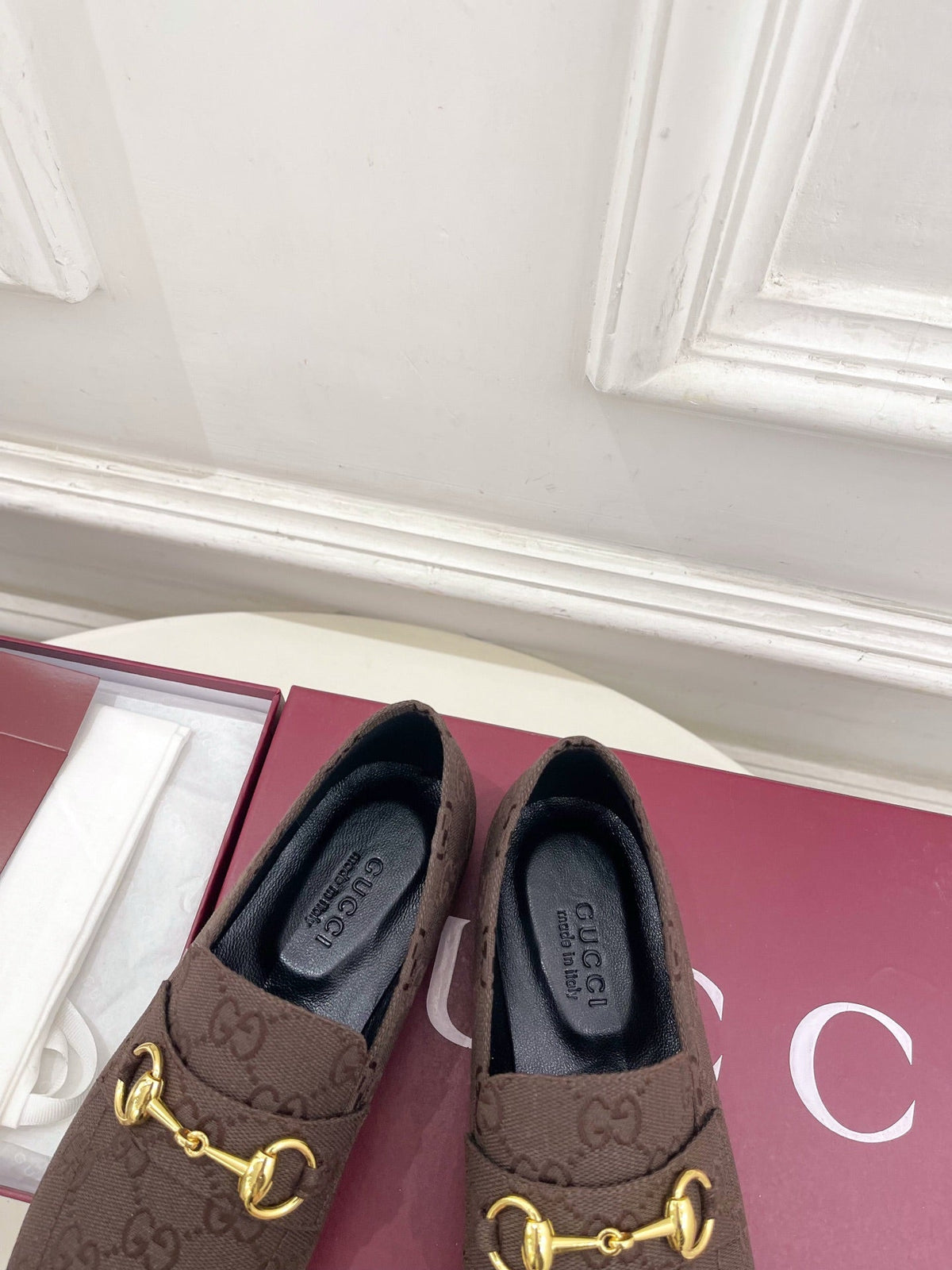 GG 26s Loafer With Horsebit Brown Canvas 640286