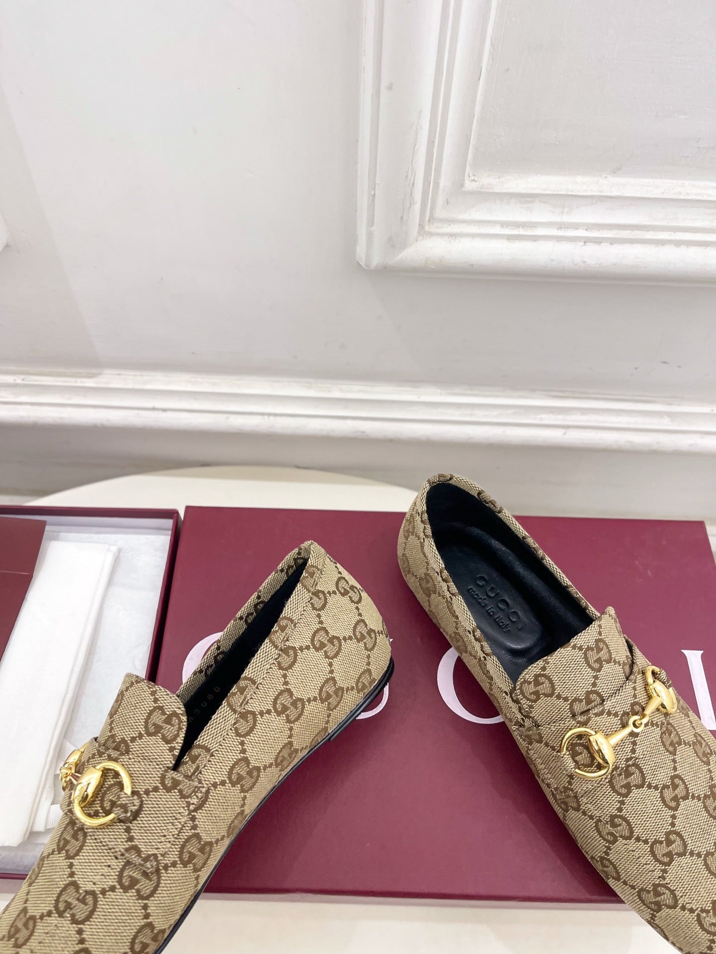 GG 26s Loafer With Horsebit Brown Beige Canvas 640289