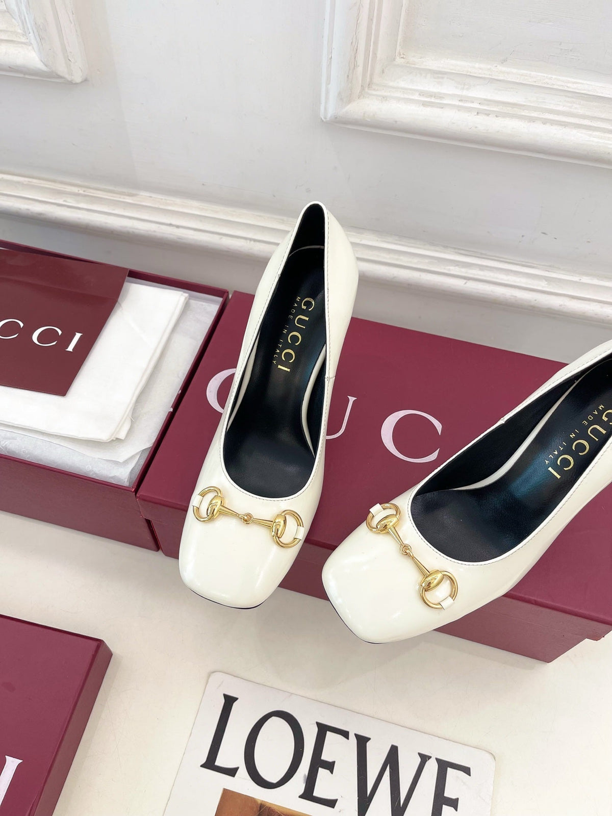 GG 26s Signora Pump 10cm White Leather 640301
