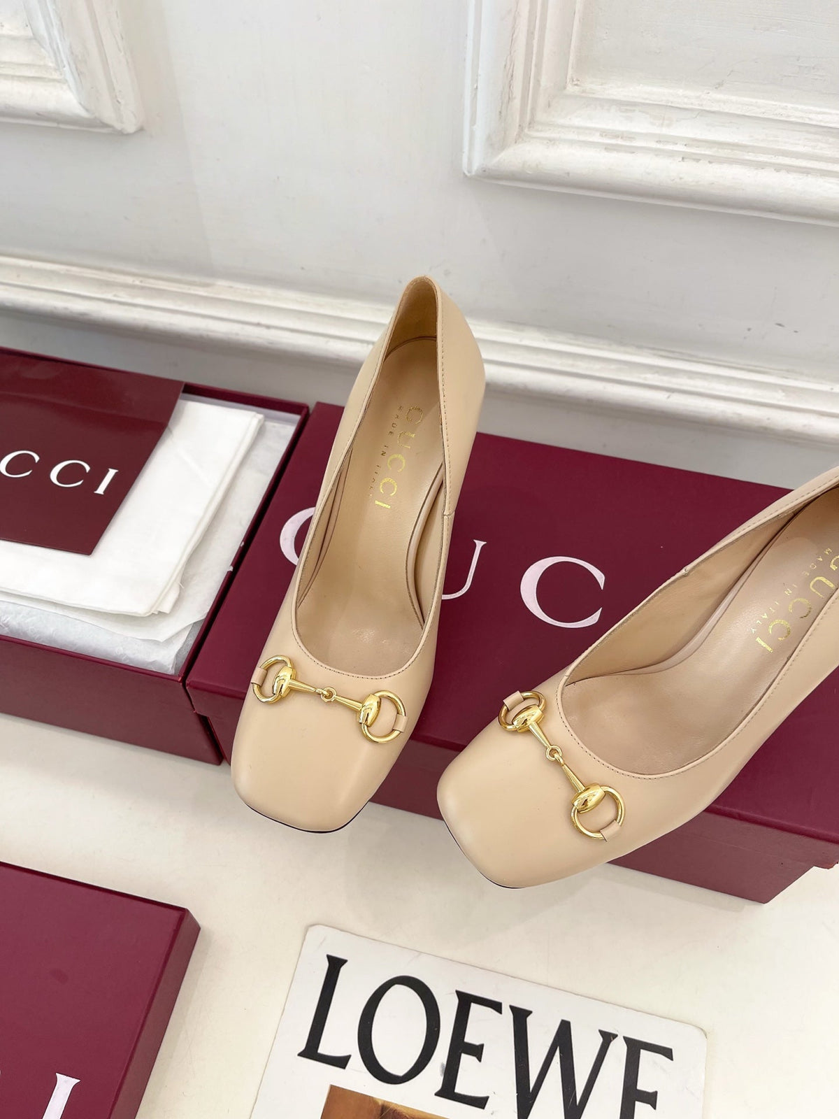 GG 26s Signora Pump 10cm Beige Leather 640304